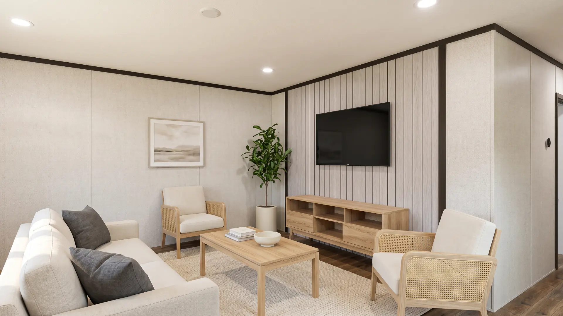 Sala de la casa móvil nueva Celeste 16x72 en Georgia