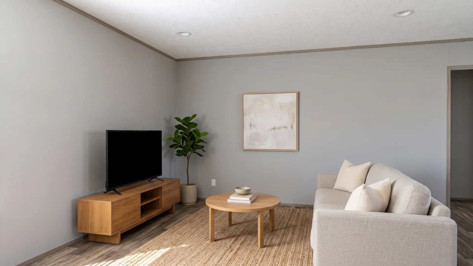 Sala de la casa móvil nueva Delia 16x60 en Georgia
