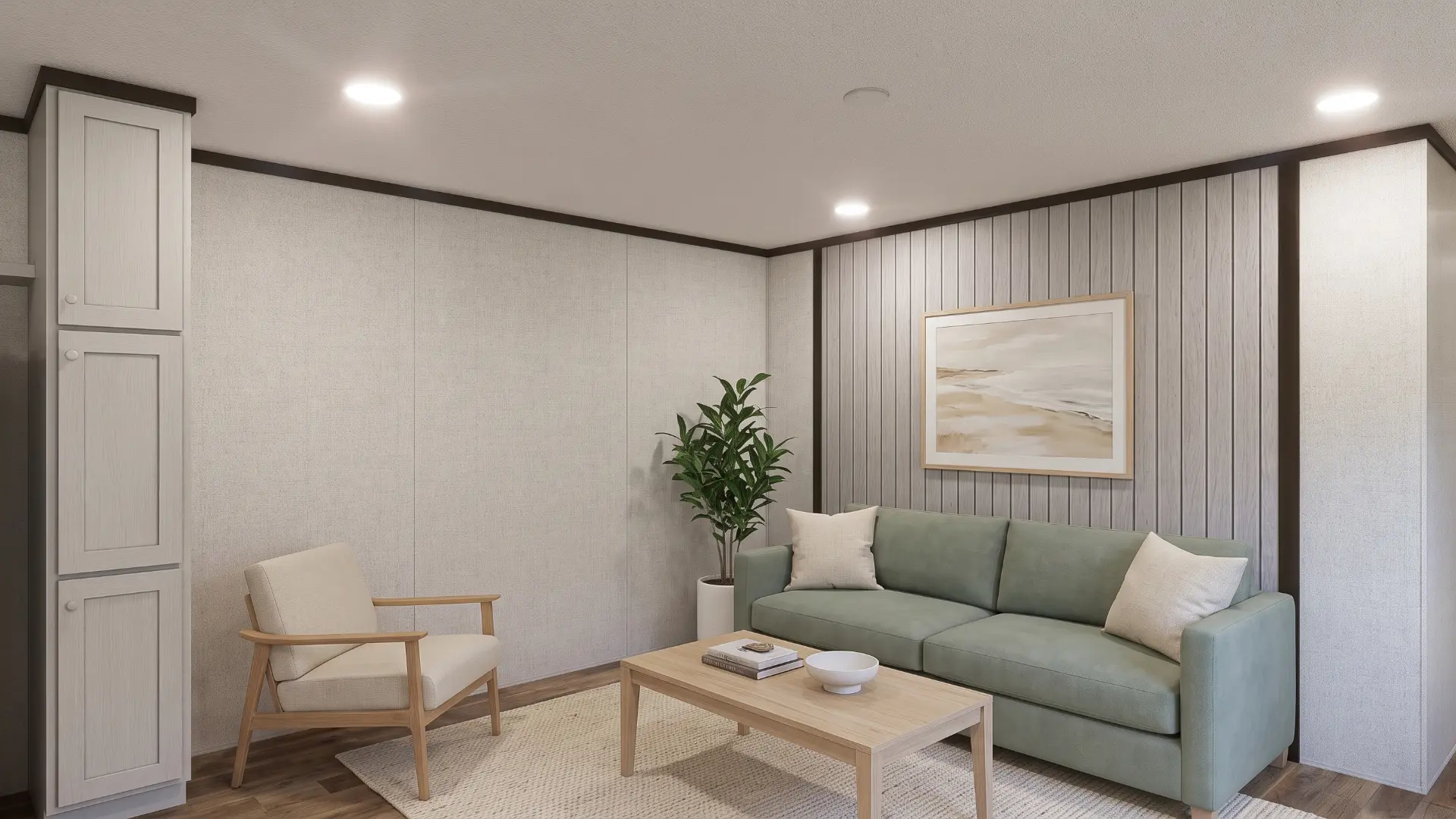 Sala de la casa móvil nueva Bianca 16x66 en Georgia