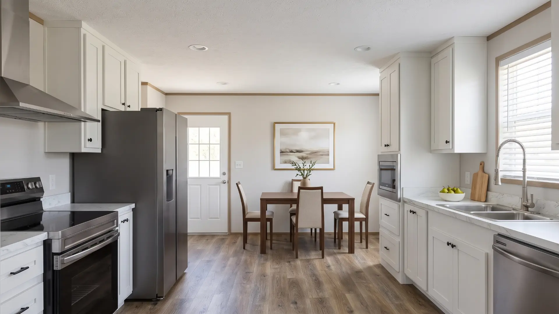 Marina 28x40 kitchen with stainless steel appliances