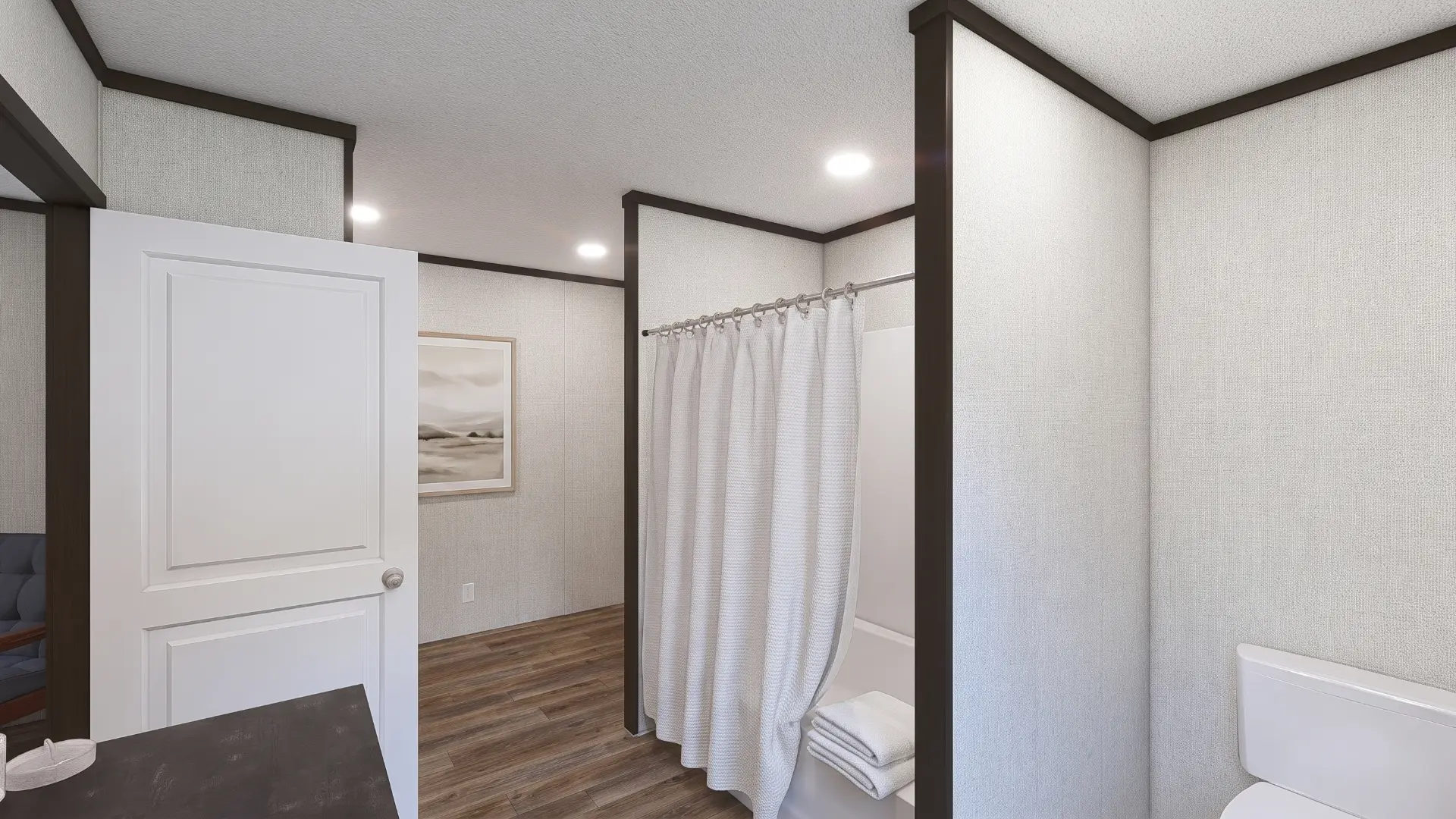 Baño secundario de la casa móvil nueva Celeste 16x72