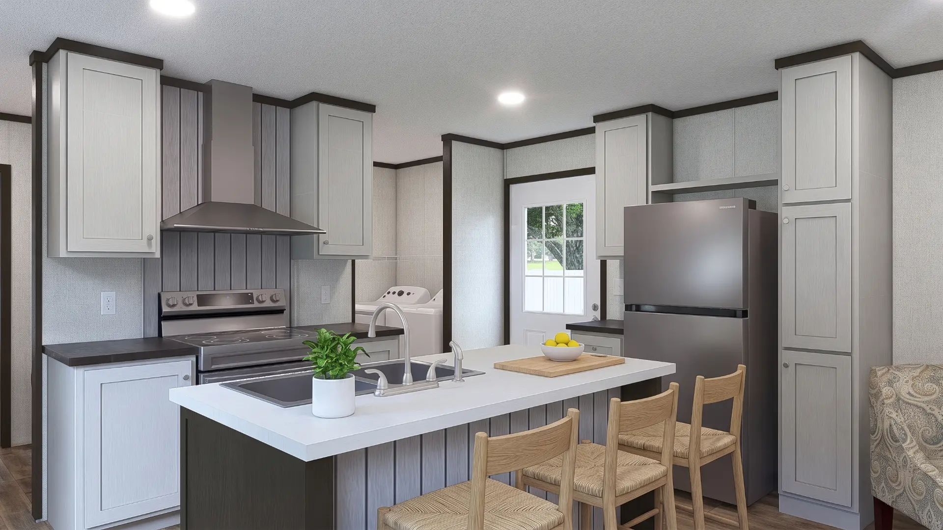 Cocina con isla de la casa móvil nueva Bianca 16x66 en Georgia