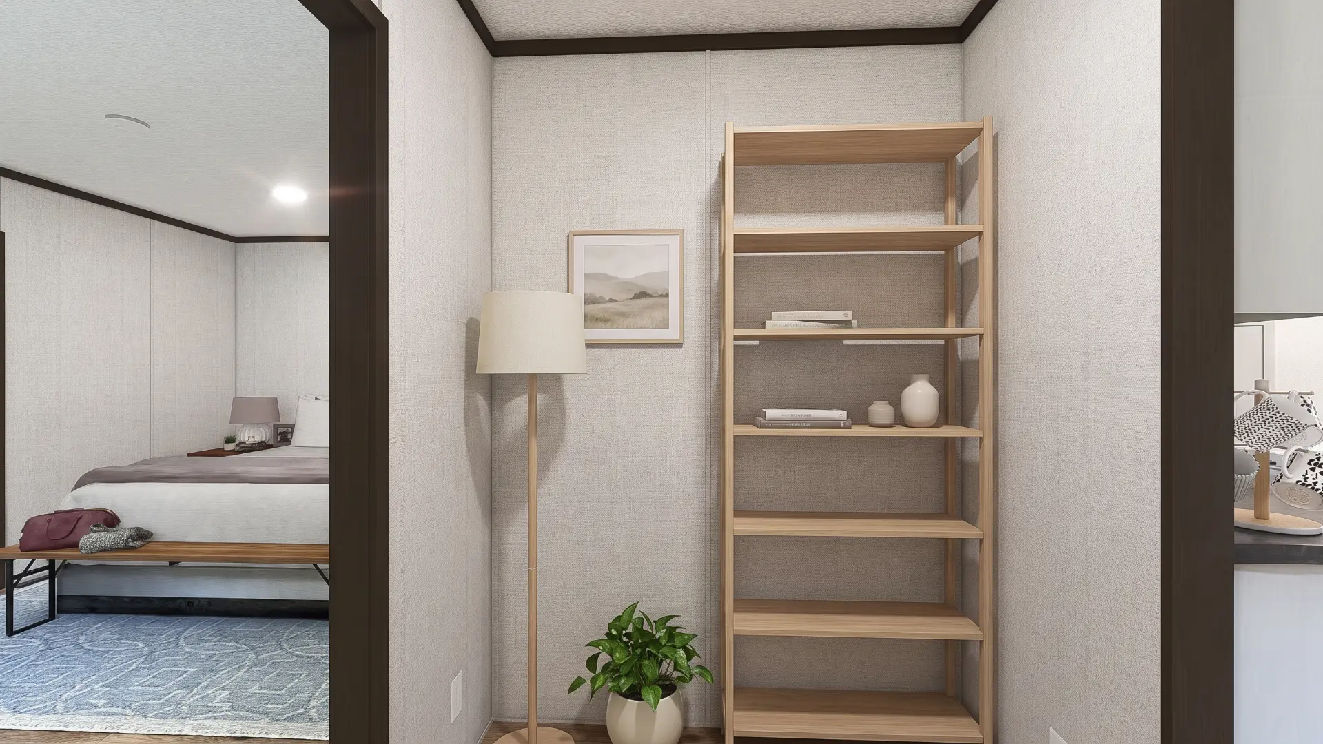 Pasillo de la casa móvil nueva Celeste 16x72