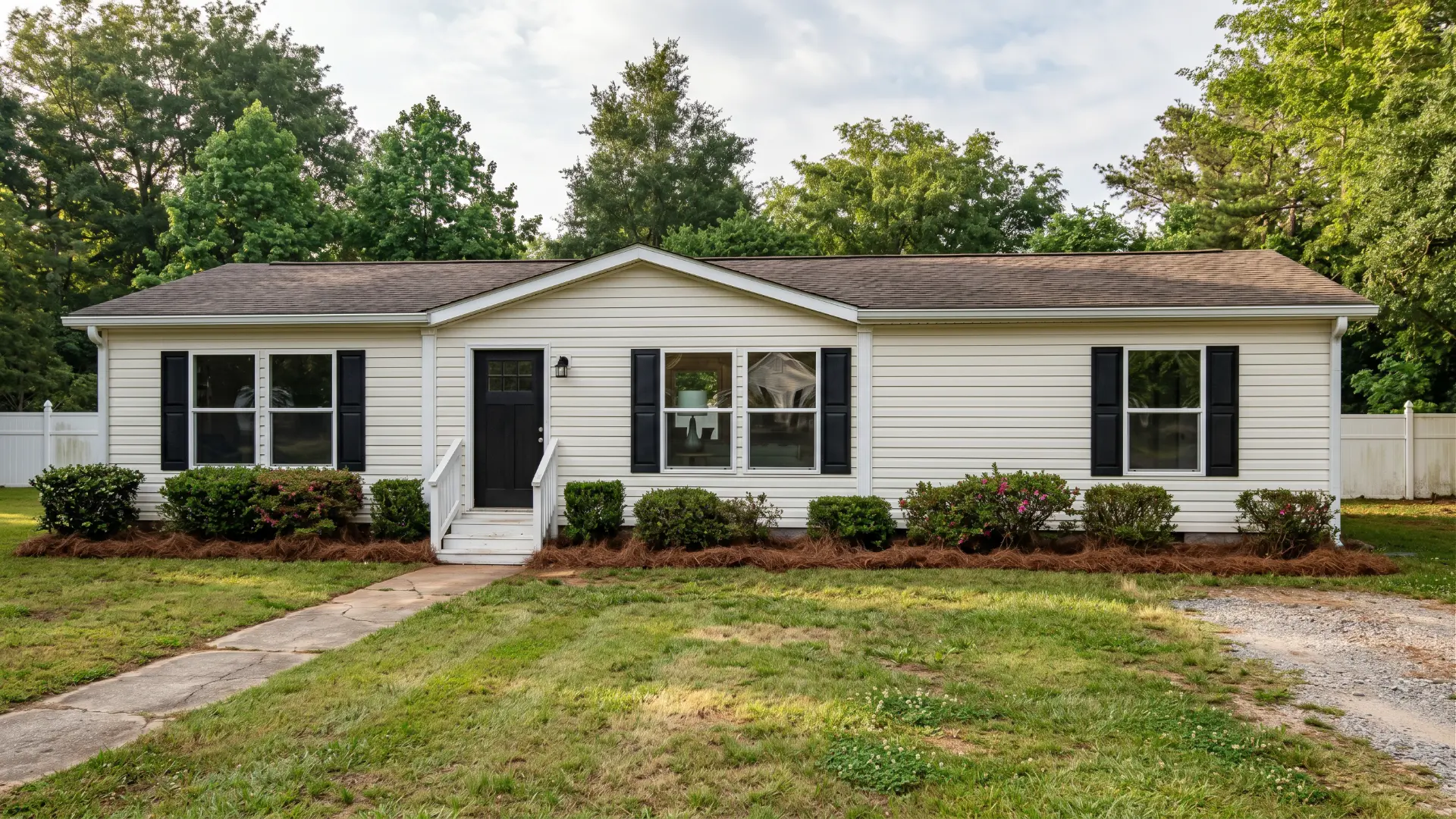 New 3-bedroom Adriana 28x52 double wide mobile home installed on land in Georgia