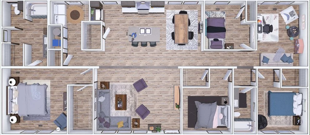 Plano 3D de la casa móvil Empower 32x68