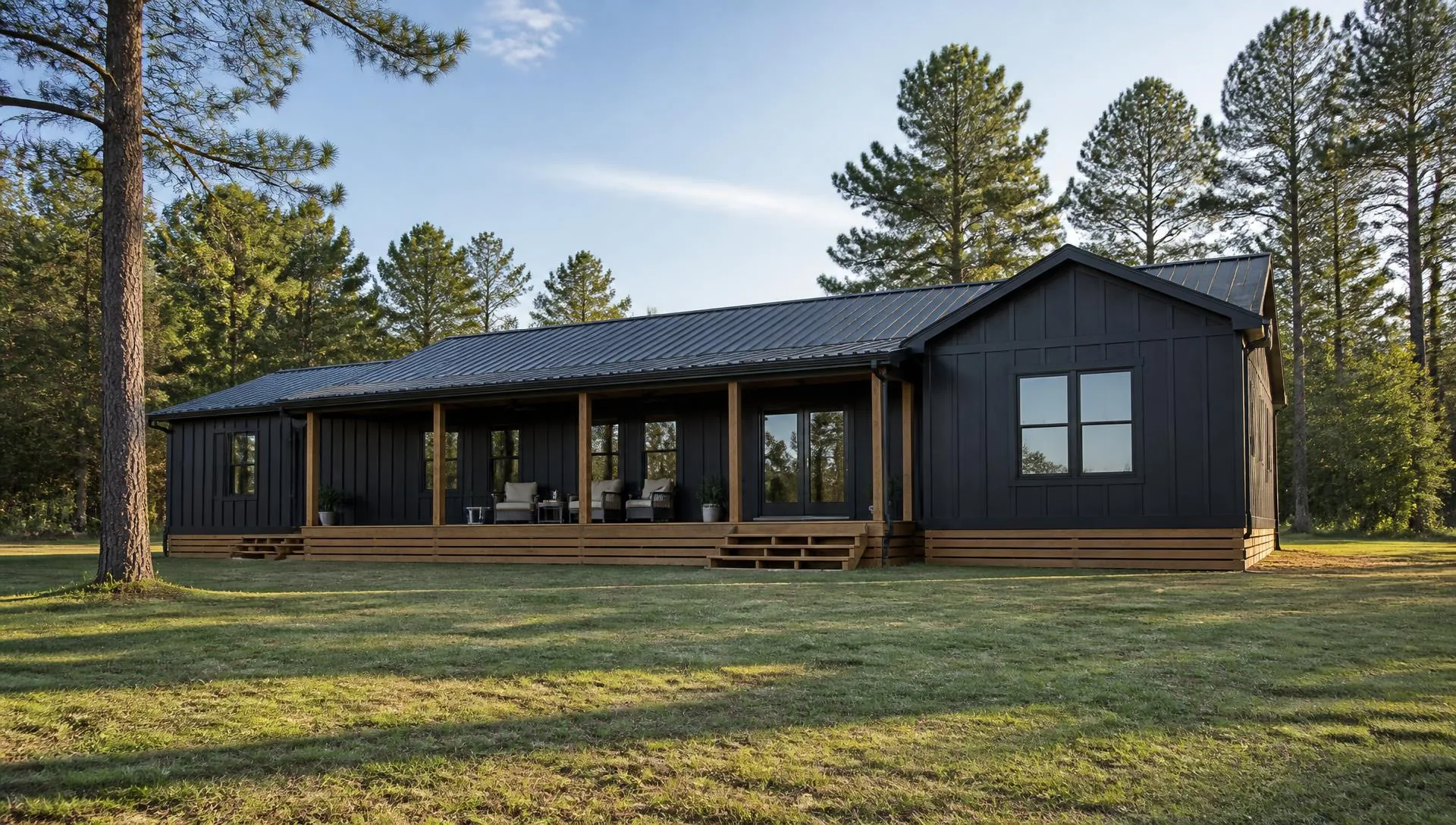 Casa prefabricada moderna instalada en un terreno amplio en Georgia