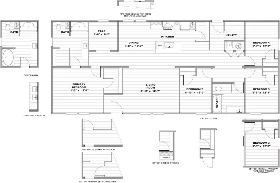 Plano de la casa móvil Impact 28x64